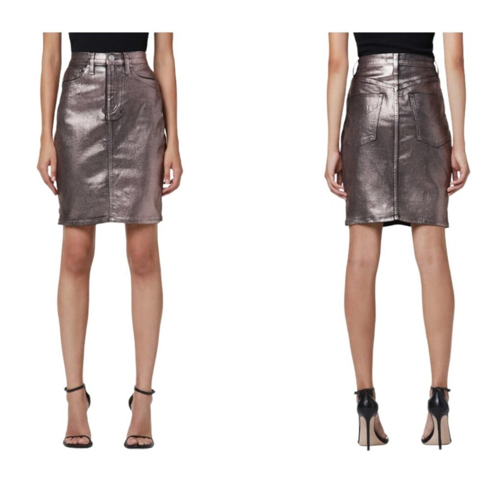 Hudson Centerfold High Rise Denim Skirt Champagne Gray Size 25 Nwot $195 Msrp